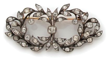 Broche en or jaune (585) et argent (min....