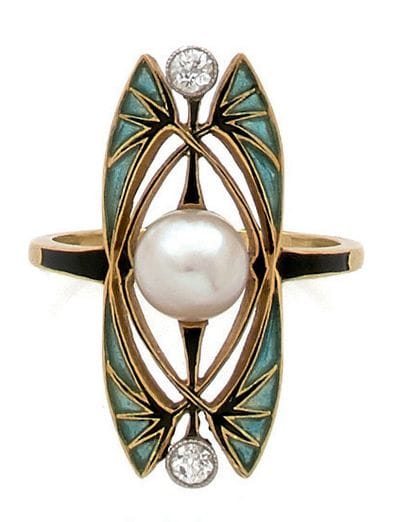 Bague en or jaune (750) et platine (850)...
