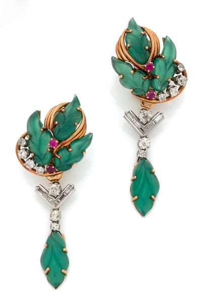 Paire de clips d'oreilles en or jaune (750)...