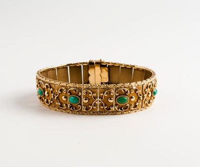 Bracelet ruban articulé en or jaune (750)...