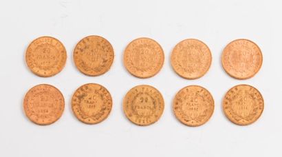 FRANCE

10 pièces de 20 francs or comprenant...