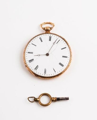 Montre de gousset extra plate en or jaune...