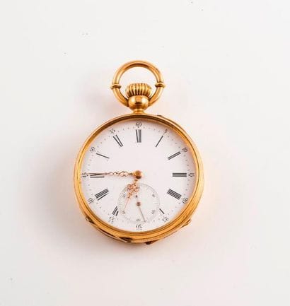 Montre de gousset en or jaune (750). 

Couvercle...
