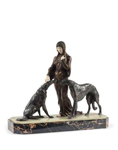 Louis RICHE (1877-1949)
Élégante aux lévriers,...