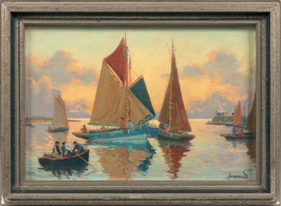Mathurin JANSSAUD (1857-1940)
Vue du port,...