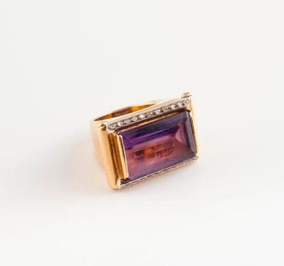 Bague de type cocktail en or jaune (750)...