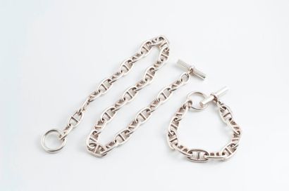 Collier et bracelet en argent (800) à maille...