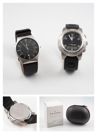 Deux montres bracelets d'homme :

- TISSOT,...