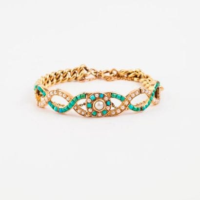 Bracelet articulé en or jaune (750) formé...