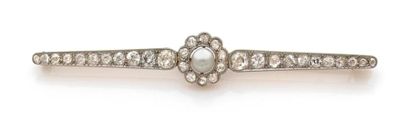 Broche barrette en ors jaune et gris (750)...