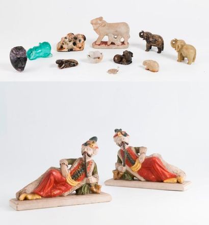 Lot de treize sujets (animaux ou de personnages)...