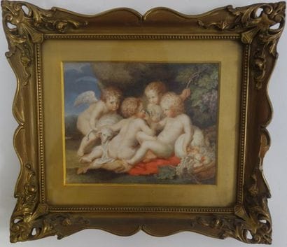 Ecole du XIXème. 


Putti et agneau près...