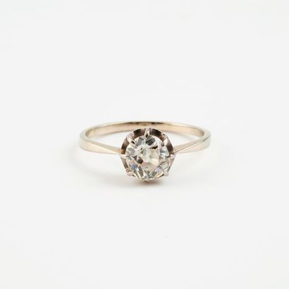 Bague en or gris (750) ornée d'un diamant...