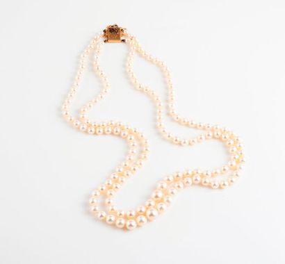 Collier à deux rangs de perles de culture...