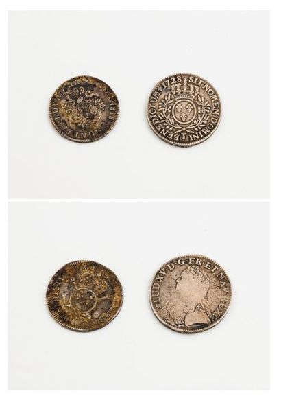 Lot comprenant : 

- Un écu de Louis XV en...