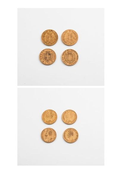 ITALIE

Lot de 4 pièces de 20 lire comprenant...