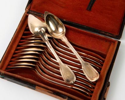 12 cuillères à moka en vermeil (950), modèle...