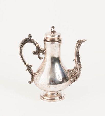 Cafetière de forme balustre en argent (925)...
