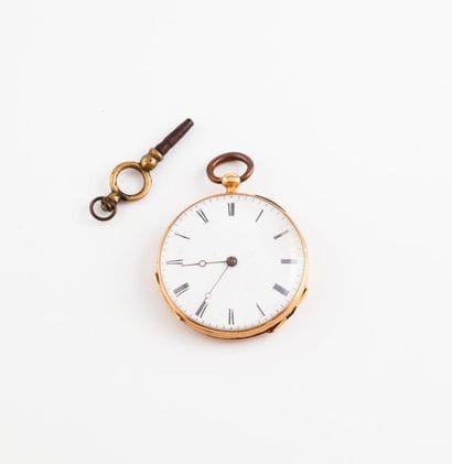 Montre de col en or jaune (750).

Couvercle...