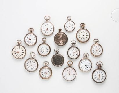 Lot de 15 montres de gousset en argent (min.800)....