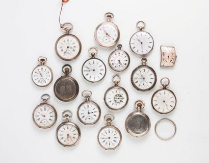 Lot de 15 montres de gousset en argent (min.800)...