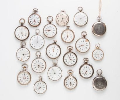 Lot de 20 montres de gousset en argent (min....