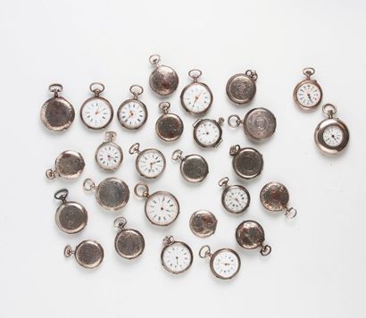 Lot de 24 montres de col en argent (min....