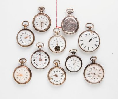 Lot de 10 montres de gousset en argent (min.800)...