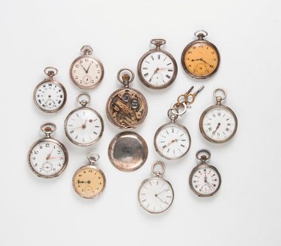 Lot de 12 montres de gousset en argent (min.800)...