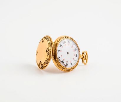 Montre de col en or jaune (750).

Couvercle...