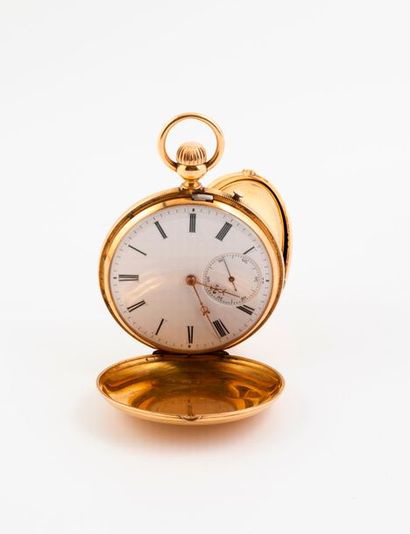 Montre de gousset savonnette en or jaune...