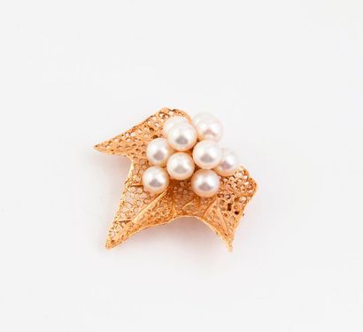 Broche en forme de feuille de lierre ajourée...