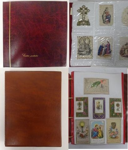 Deux classeurs de canivets et d'images pieuses...