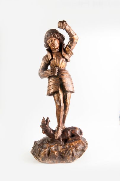 Saint Georges terrassant le dragon. 

Sculpture...