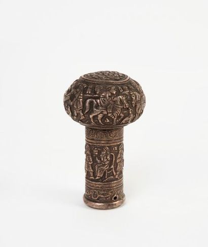 Pommeau de canne en argent (min. 800) à décor...