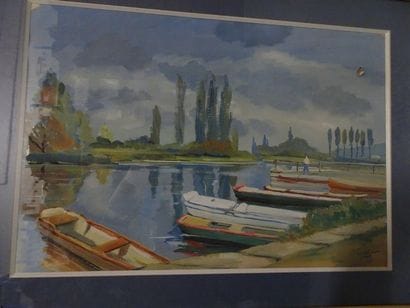 Ecole du XXème siècle


Barques à quai.

Gouache...