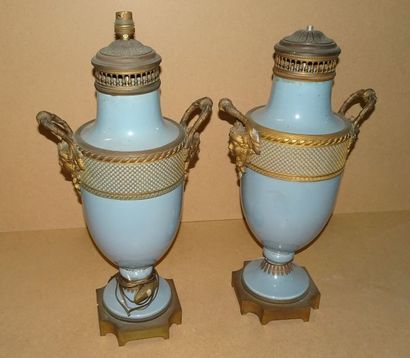 Paire de vases balustre sur piédouches en...