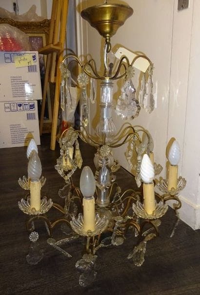 Lustre cage à 8 bras de lumière, en laiton...