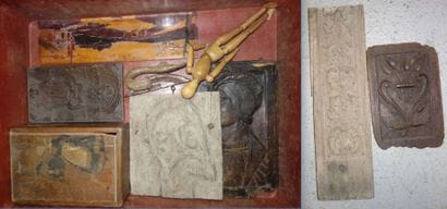 Mannette de bas-reliefs et pyrogravure en...