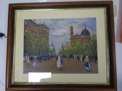 Antal BERKES (1874-1938)

Scène de boulevard.
Gouache.
Signée...