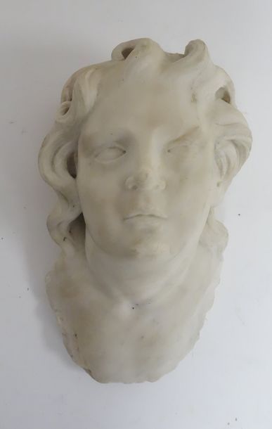 Tête d'homme. 

Albâtre sculpté. 

XIXème...