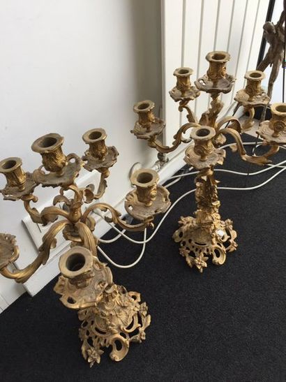 Paire de candélabres en bronze à bouquet...