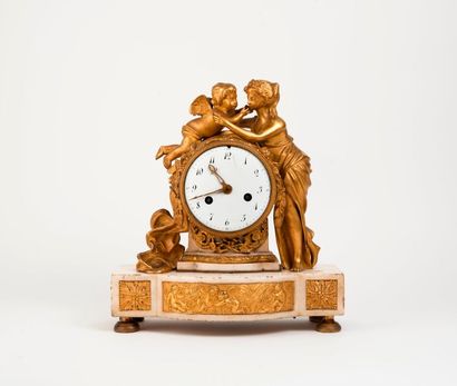 Pendule borne représentant Vénus et l'Amour...