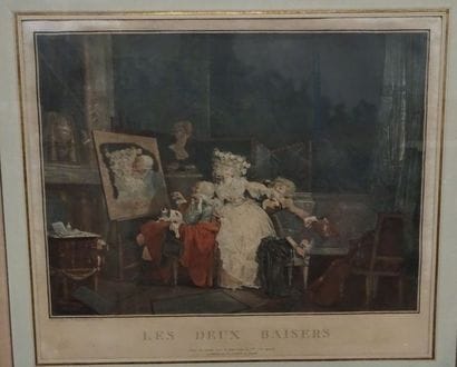 Ensemble de 5 gravures en couleurs, tirages...