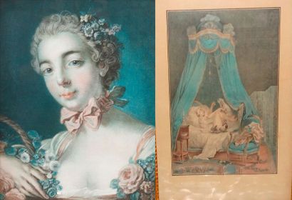 Ensemble de 6 gravures en couleurs, tirages...