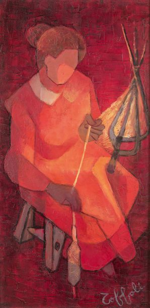 Louis TOFFOLI (1907-1999)
La fileuse.
Huile...