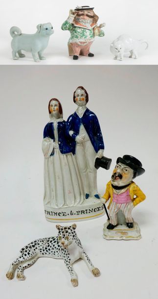 Cinq sujets en porcelaine, XIXème-XXème siècles...