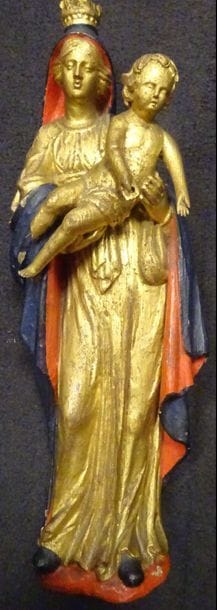Vierge à l'Enfant.

Sculpture en bois redoré...