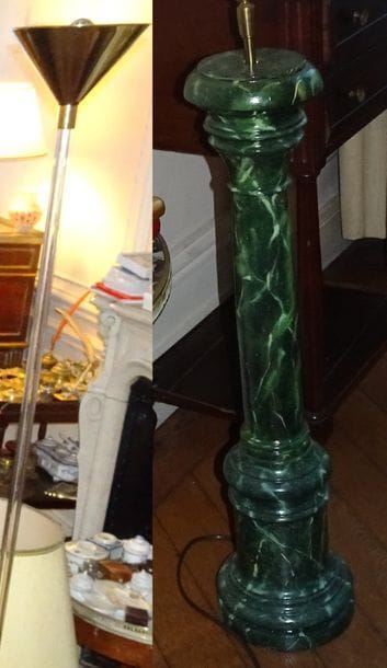
2 lampadaires en laiton (1 à réflecteur...