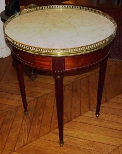 Table bouillotte circulaire en bois teinté...